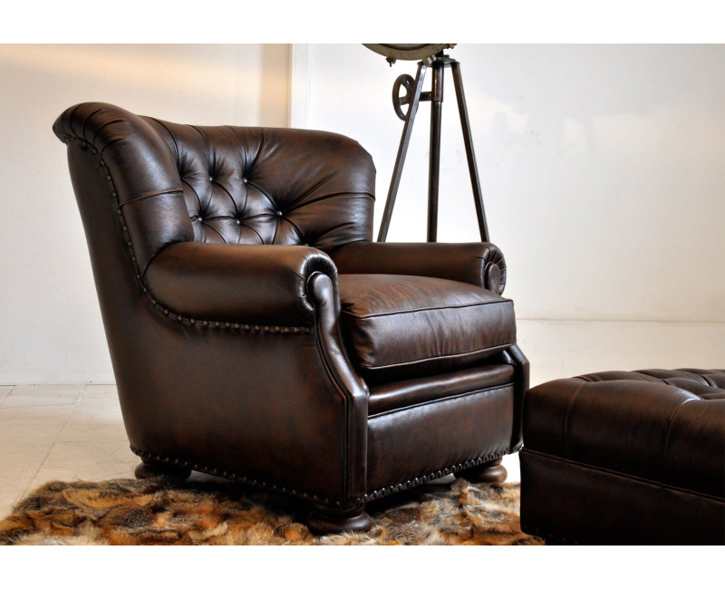 Sillón SOFT en piel natural | Butaca en cuero vintage | SofaHogar
