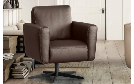 Sillón Piel Natural Giratorio MACHINE | Sillón de piel | SofaHogar