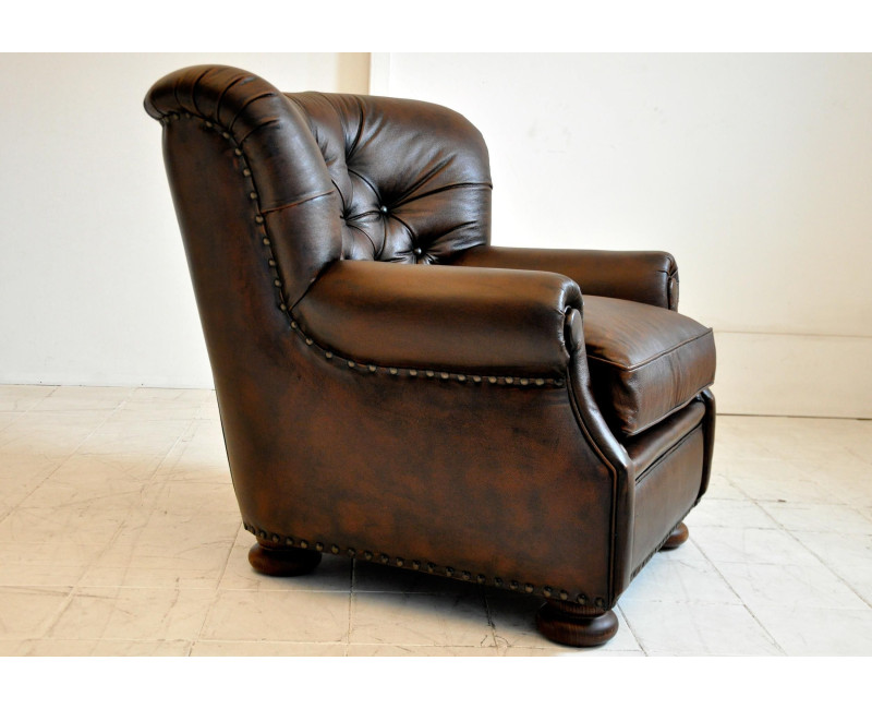 Sillón SOFT en piel natural | Butaca en cuero vintage | SofaHogar