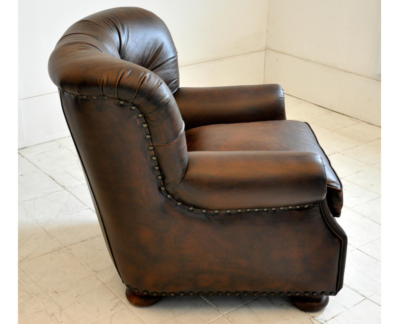 Sillón SOFT en piel natural | Butaca en cuero vintage | SofaHogar