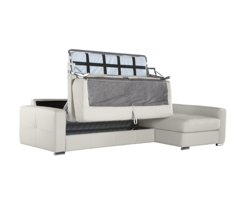Sofá cama con chaise longue en piel natural Boston | Sofá cama de piel