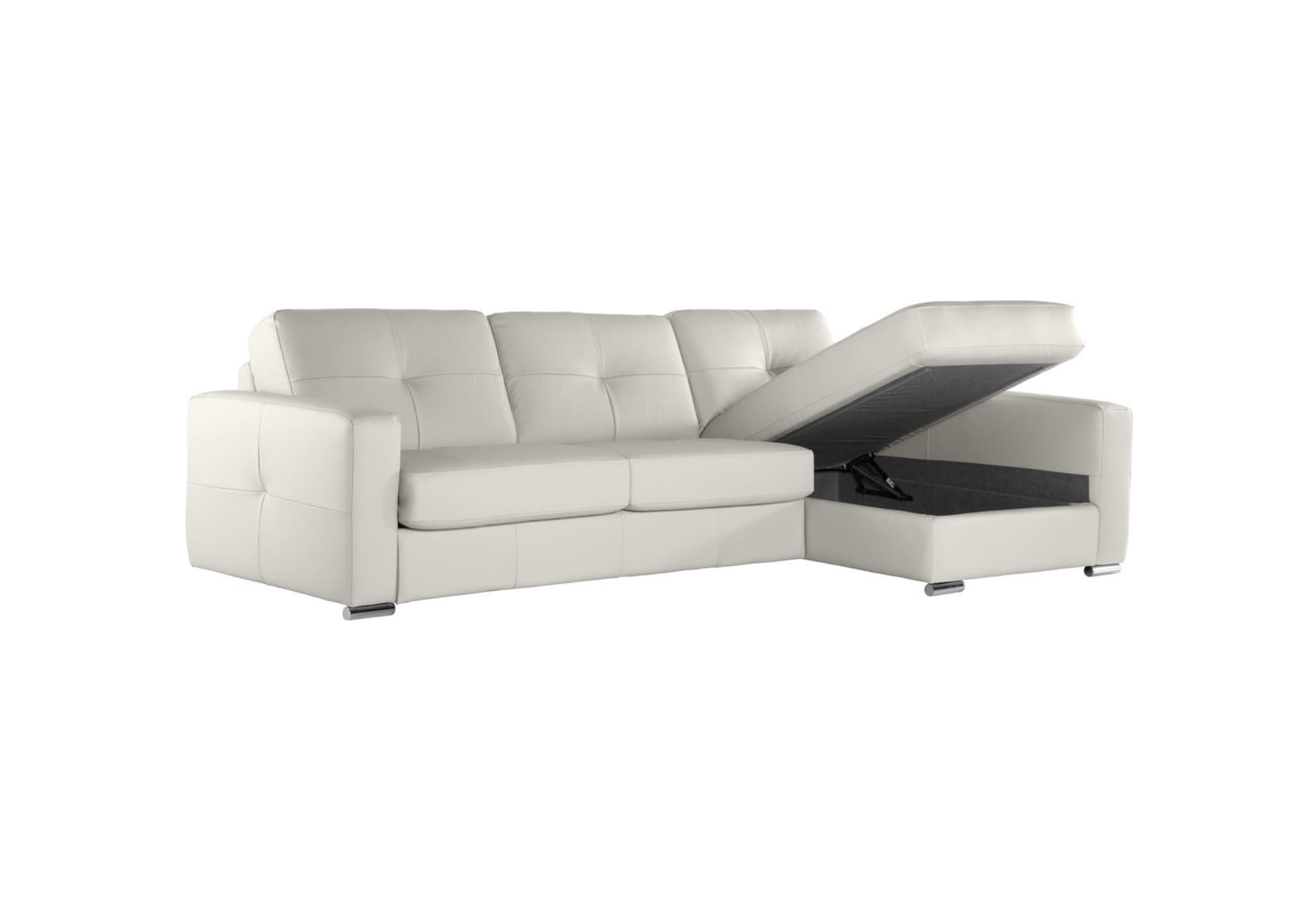 Sofá cama con chaise longue en piel natural Boston | Sofá cama de piel