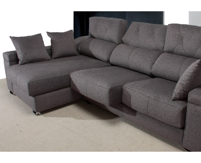 Chaiselongue piel natural con asientos deslizantes FOCOS | Sofahogar