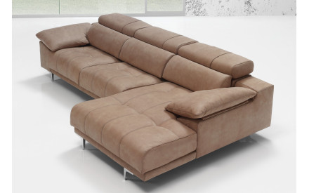 Sofá en piel natural con chaiselongue Illinois | Sofás de piel 2