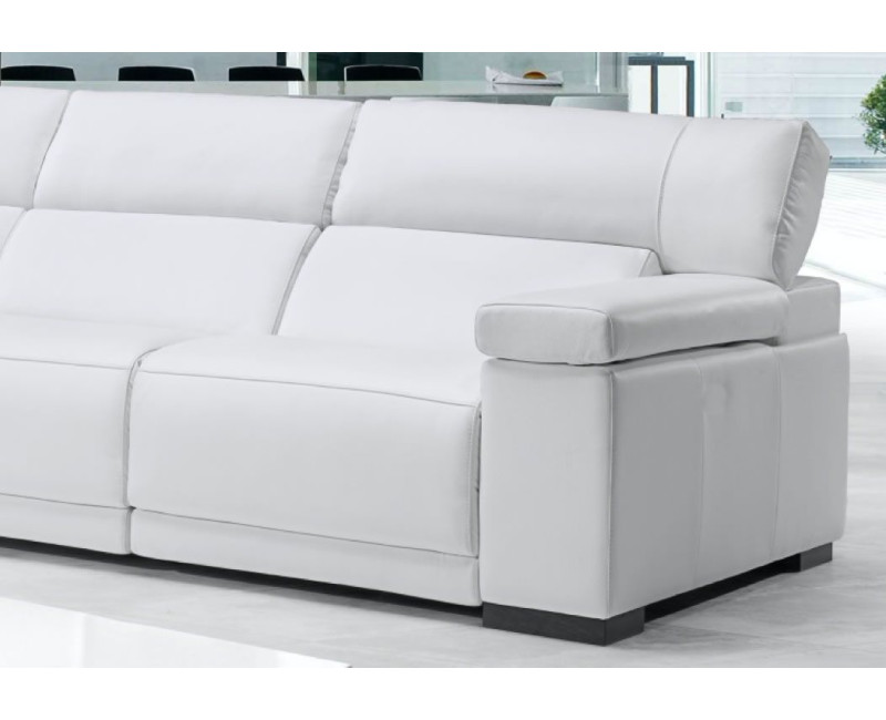 Sofá 4 plazas blanco con chaise longue PAOLA | Comprar sofás de piel