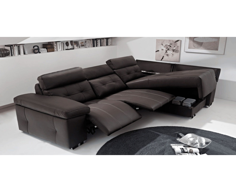 Chaiselongue 3 plazas de piel Clayton | Chaiselongue de piel | Sofahogar