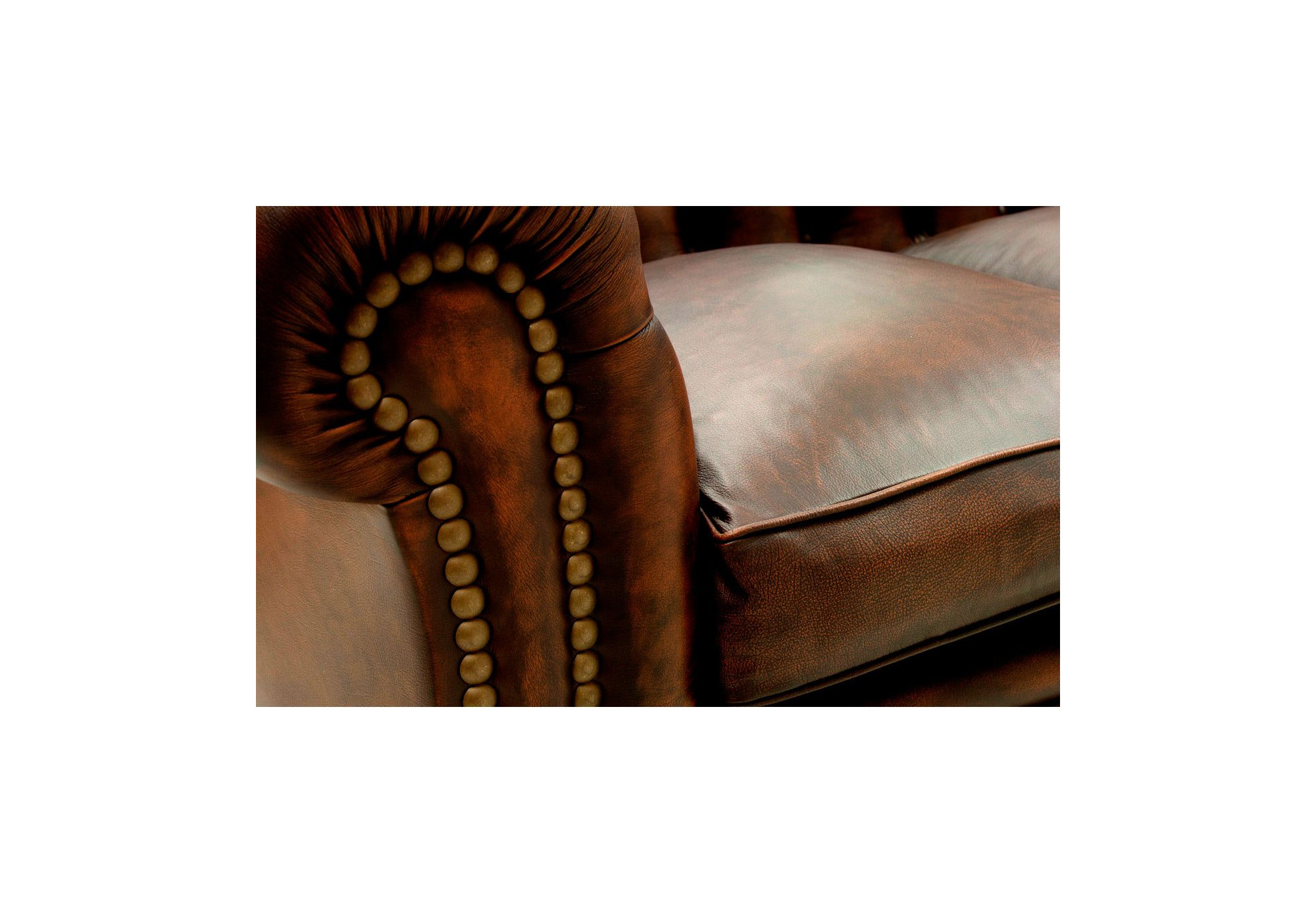 Sofá Chesterfield de piel vintage Kensington tachas | Sofahogar