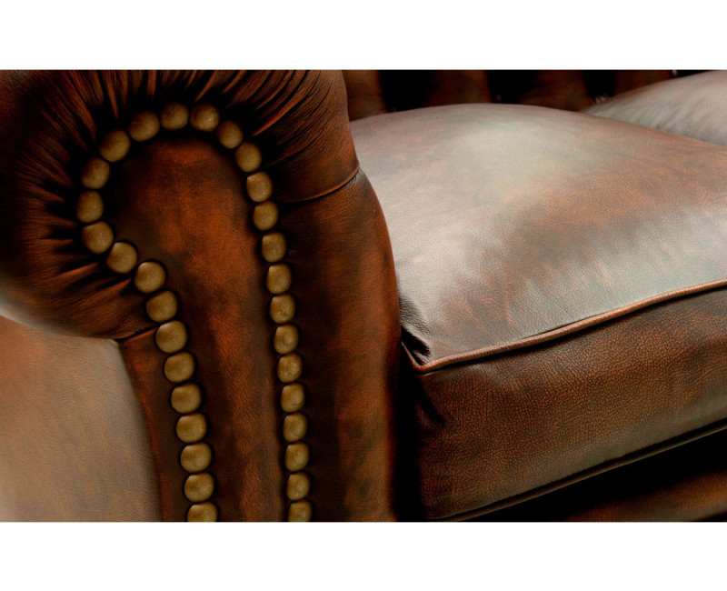 Sofá Chesterfield de piel vintage Kensington tachas | Sofahogar