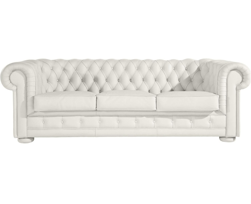 Sofá Chesterfield 3 Plazas Chester Piel Blanca Natural – Classic