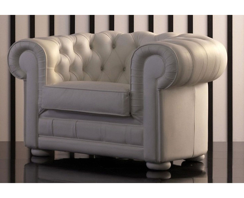 Sofá Chesterfield 3 Plazas Chester Piel Blanca Natural – Classic