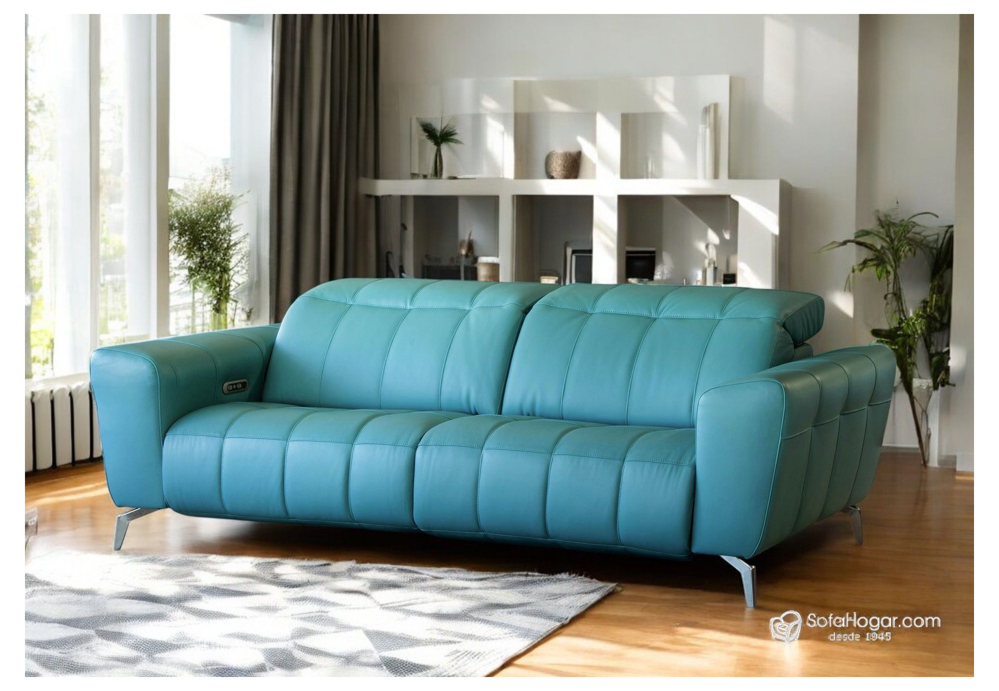 Sofá de Piel con Diseño Moderno Patas Altas con Relax Eléctrico Motor