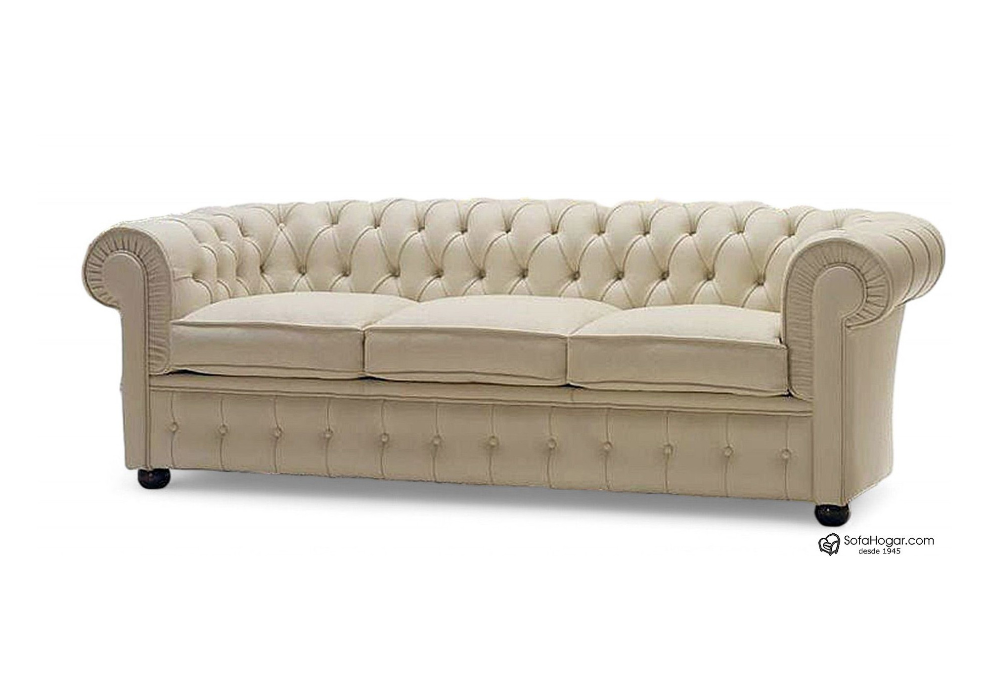 Sofá Chesterfield 3 Plazas Chester Piel Blanca Natural – Classic