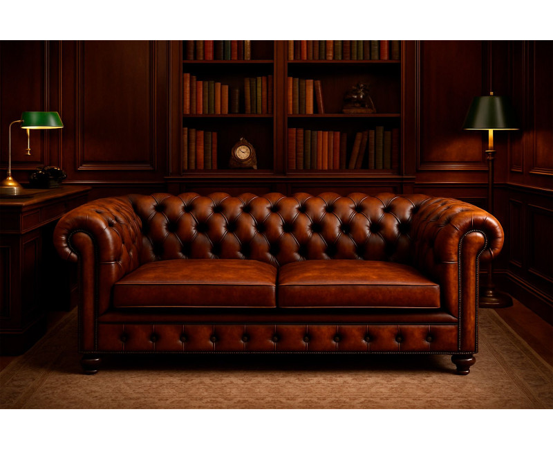 Sofá Chesterfield de piel vintage Kensington tachas | Sofahogar