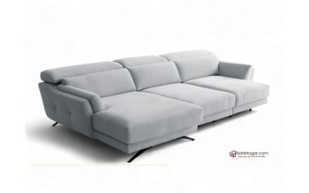Sofá de Piel Natural con Chaise Longue Asientos Deslizantes Carro