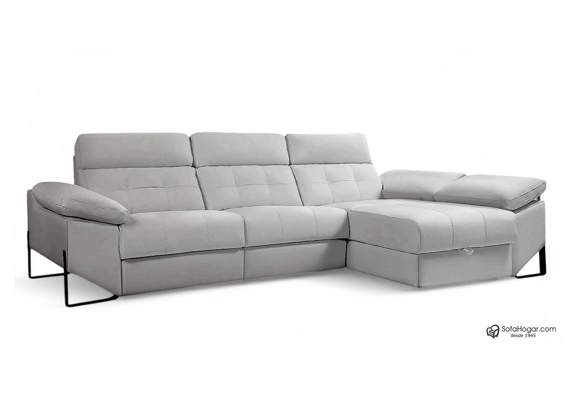 Sofá Chaise Longue Relax Eléctrico en Piel Natural-Modelo Luca Confort