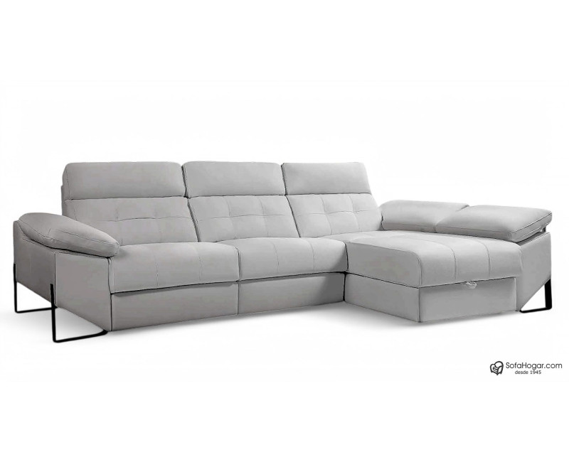 Sofá Chaise Longue Relax Eléctrico en Piel Natural-Modelo Luca Confort