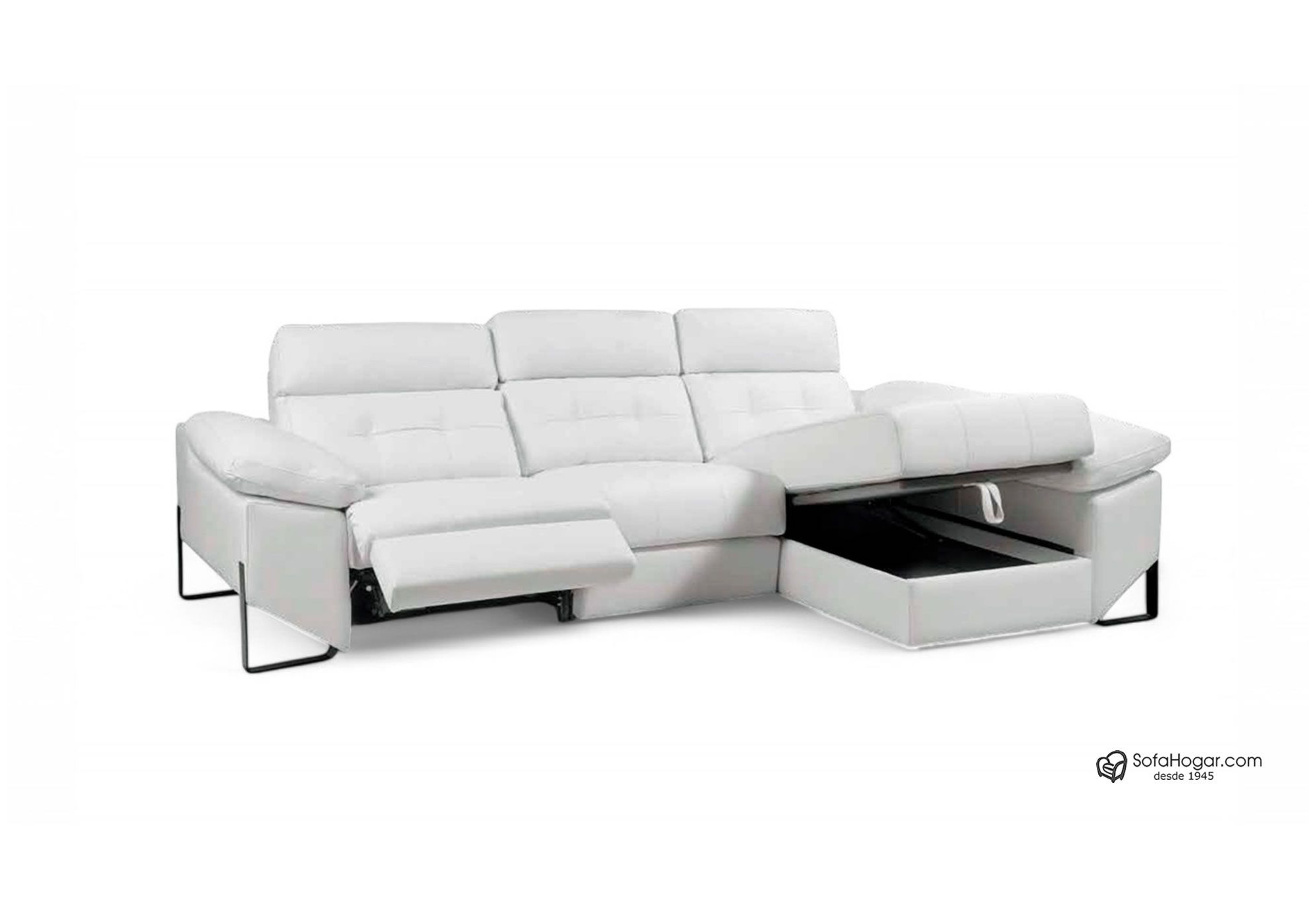 Sofá Chaise Longue Relax Eléctrico en Piel Natural-Modelo Luca Confort