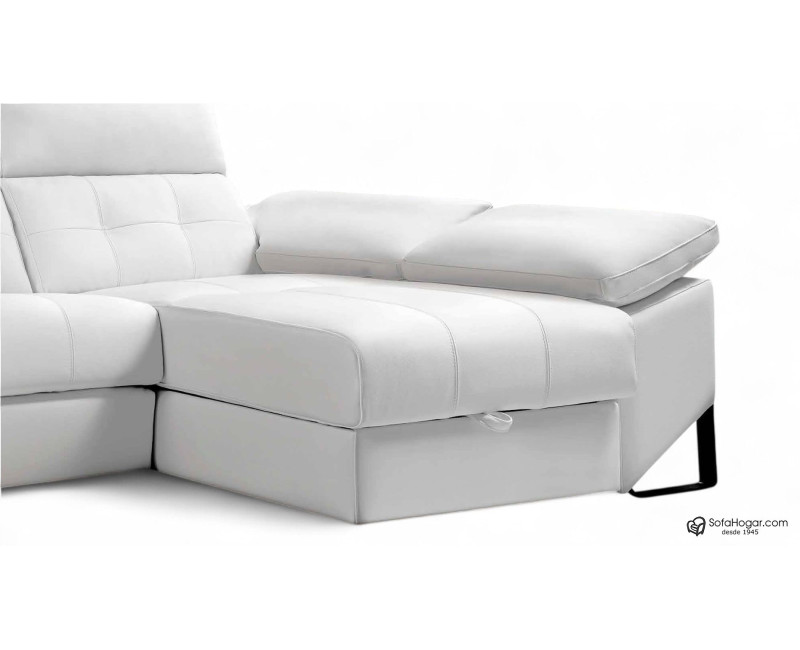 Sofá Chaise Longue Relax Eléctrico en Piel Natural-Modelo Luca Confort