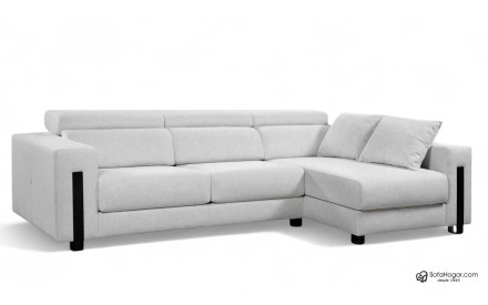 Sofá Chaise Longue Piel Natural con Asientos Deslizantes Carro