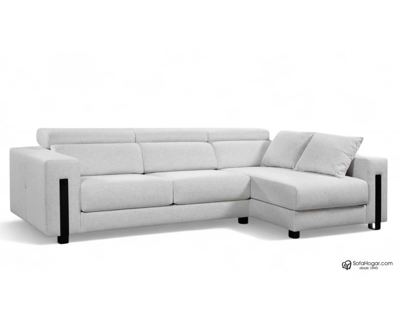 Sofá Chaise Longue Piel Natural con Asientos Deslizantes Carro