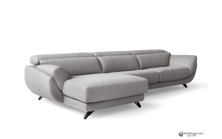 Sofá de Diseño en Piel con Chaise Longue y Asientos Deslizantes