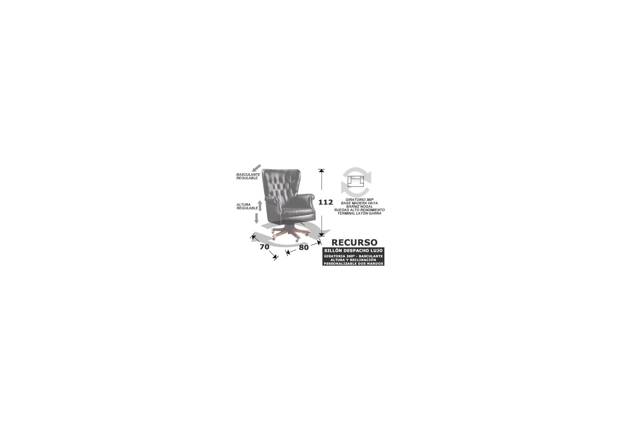 Butaca Despacho de Lujo – Piel Natural Capitoné Inglés