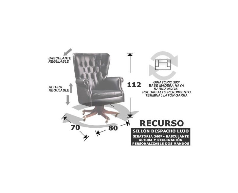 Butaca Despacho de Lujo – Piel Natural Capitoné Inglés