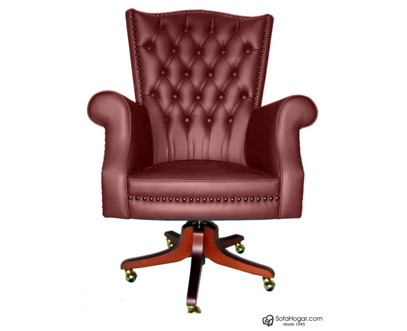 Sillón de Oficina Inglés de Lujo Casación | Piel Genuina, Giratorio
