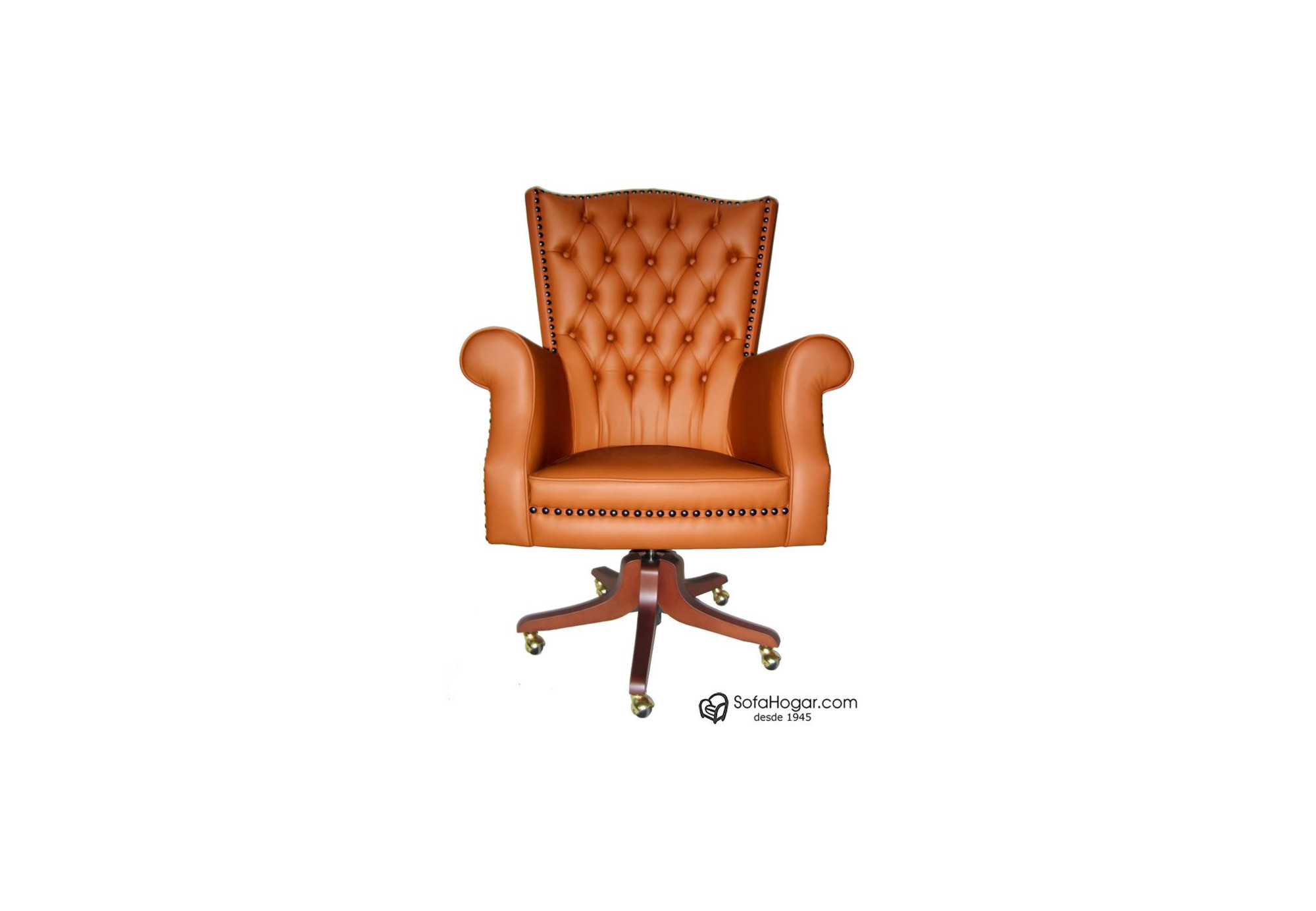Sillón de Oficina Inglés de Lujo Casación | Piel Genuina, Giratorio