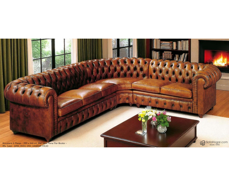 Rinconera Chesterfield Bicolor en Piel Clásica | Blasco 1945 – Artesanía de Lujo