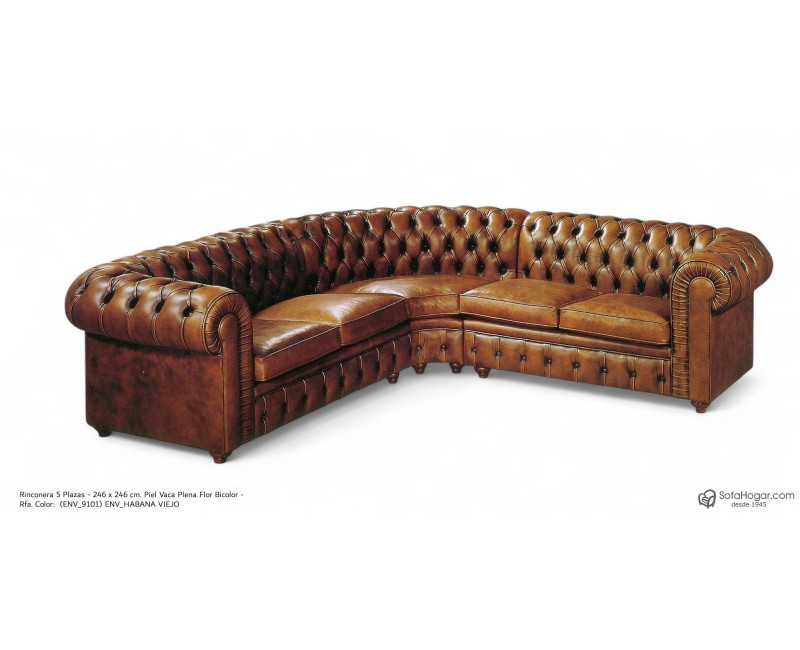 Rinconera Chesterfield Bicolor en Piel Clásica | Blasco 1945 – Artesanía de Lujo