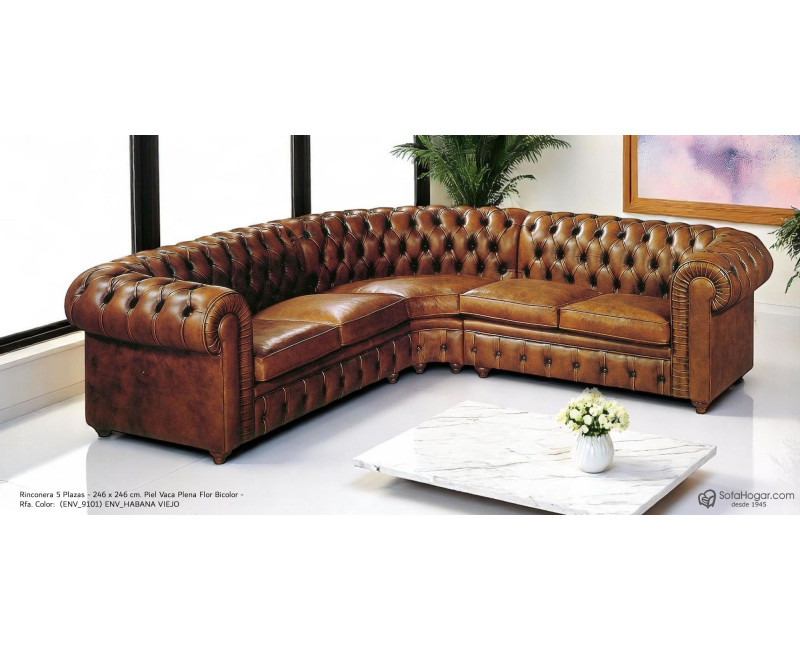 Rinconera Chesterfield Bicolor en Piel Clásica | Blasco 1945 – Artesanía de Lujo