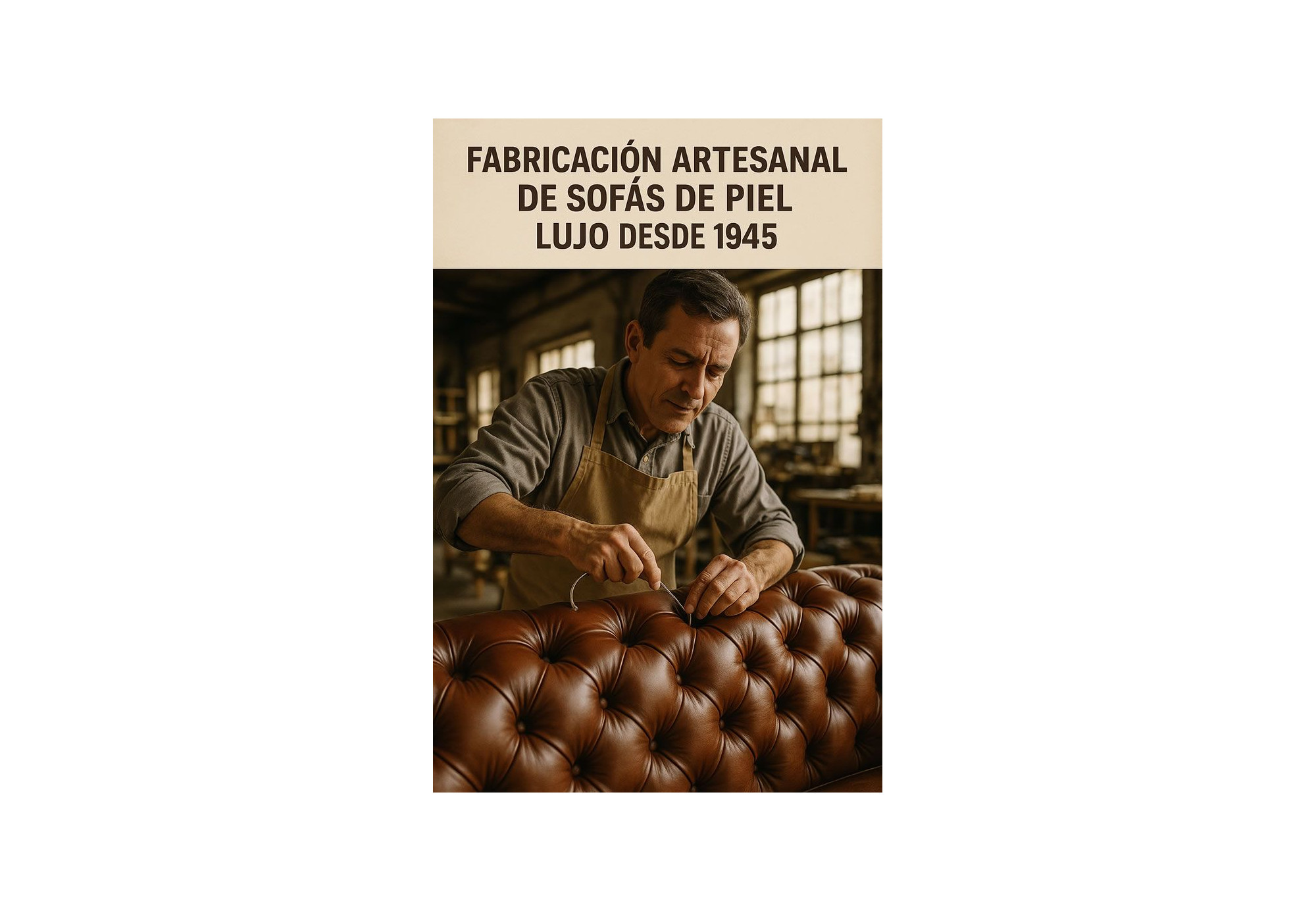 Rinconera Chesterfield Bicolor en Piel Clásica | Blasco 1945 – Artesanía de Lujo