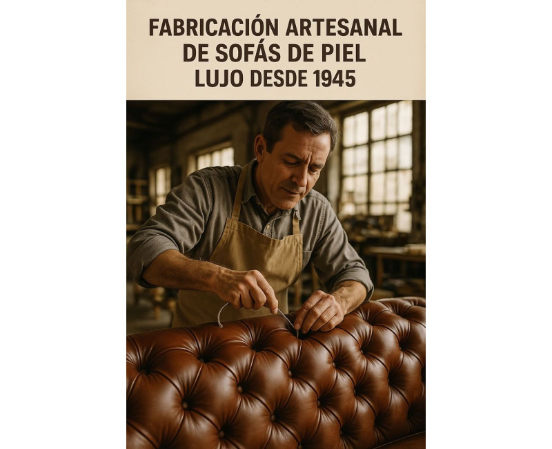 Rinconera Chesterfield Bicolor en Piel Clásica | Blasco 1945 – Artesanía de Lujo