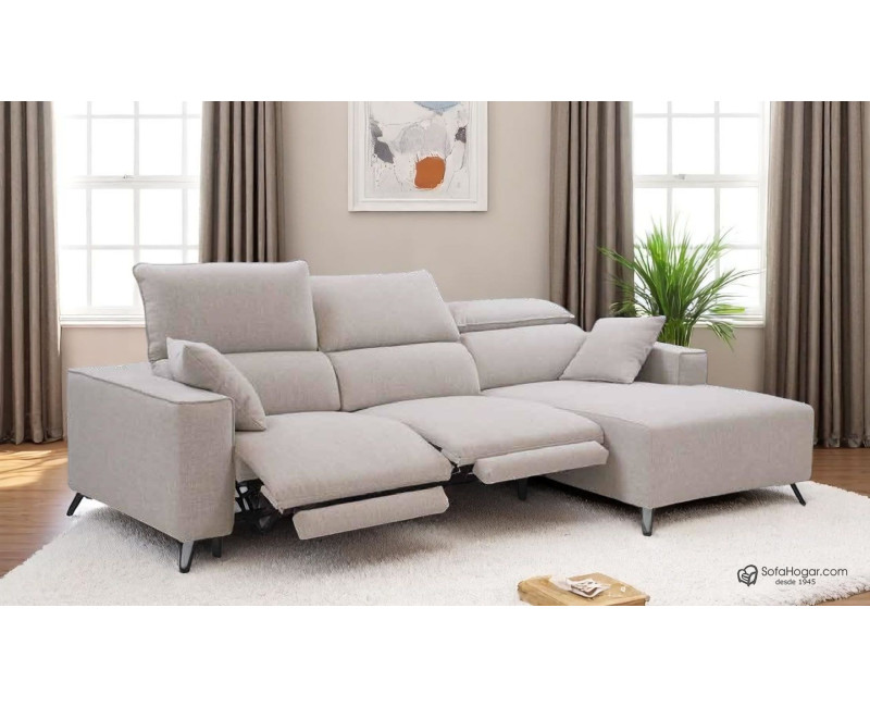 Sofá Chaise Longue Blanco de Piel de Lujo – Modelo ICARO Reclinable y Relax Motorizado