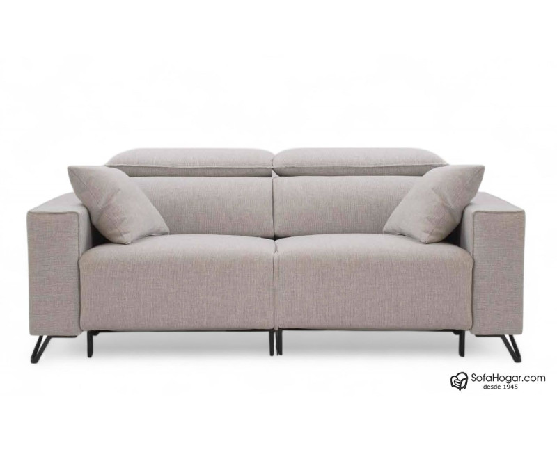 Sofá piel moderna blanco o chocolate ICARO | Asiento deslizante o relax