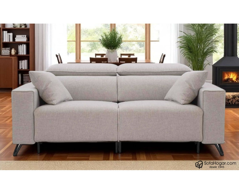 Sofá piel moderna blanco o chocolate ICARO | Asiento deslizante o relax