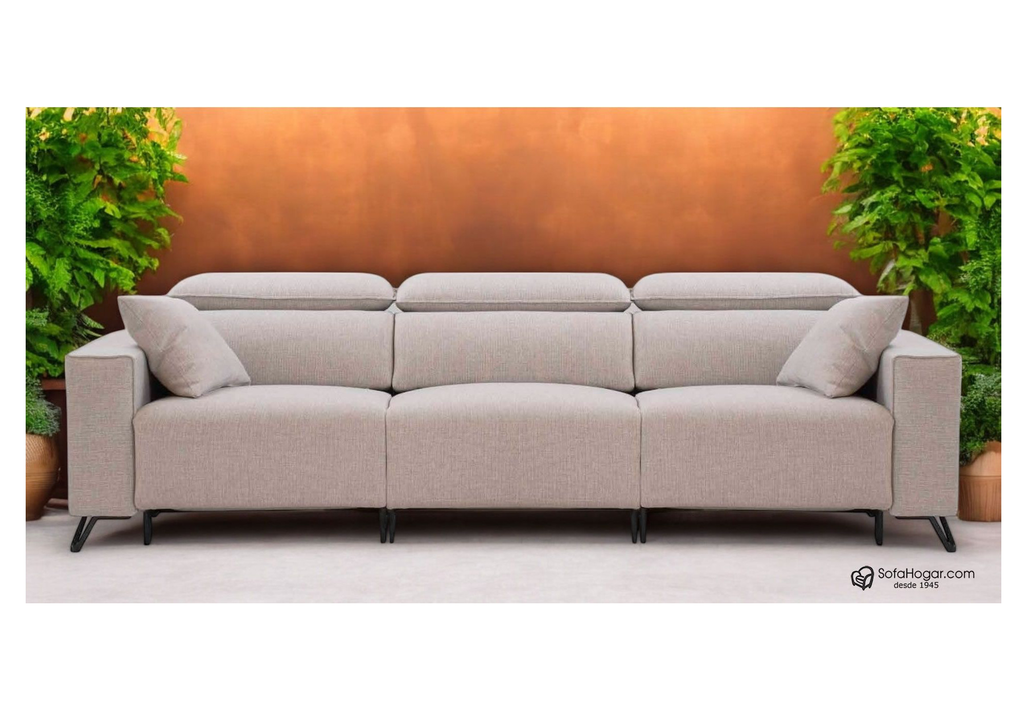 Sofá piel moderna blanco o chocolate ICARO | Asiento deslizante o relax
