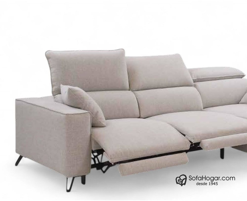 Sofá piel moderna blanco o chocolate ICARO | Asiento deslizante o relax