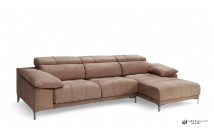 Sofá en piel natural con chaiselongue Illinois | Sofás de piel