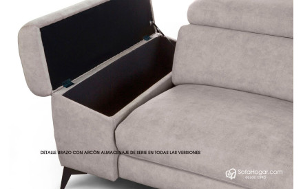 Sofá Chaise Longue piel auténtica relax o fijo | Modelo Naira 2