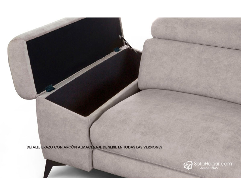 Sofá Chaise Longue piel auténtica relax o fijo | Modelo Naira