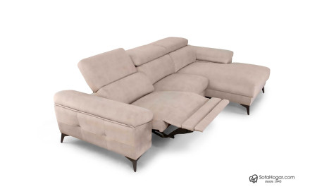 Sofá Chaise Longue piel auténtica relax o fijo | Modelo Naira