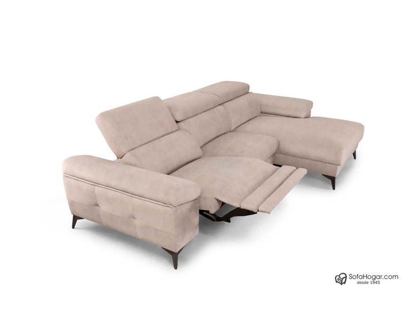 Sofá Chaise Longue piel auténtica relax o fijo | Modelo Naira
