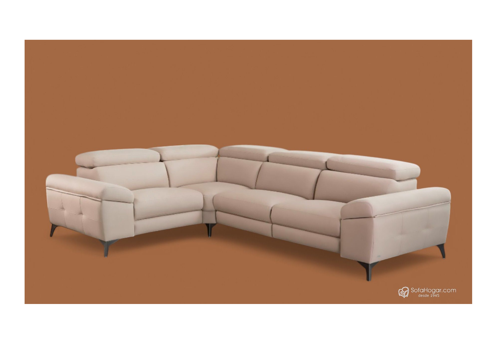 Sofá Chaise Longue piel auténtica relax o fijo | Modelo Naira