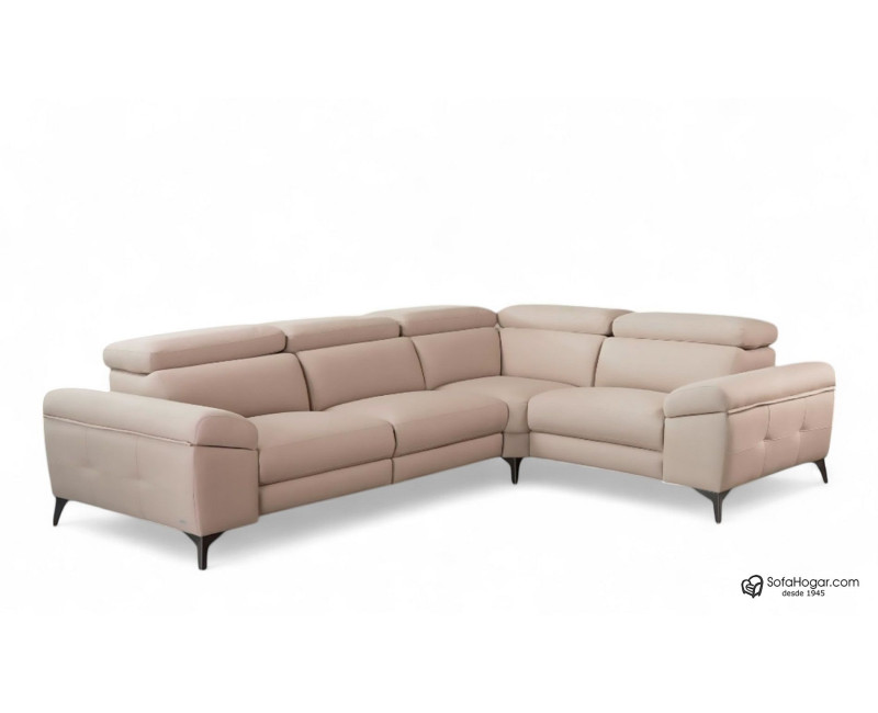 Rinconera de piel natural NAIRA – Sofá modular con relax, arcón y 3 medidas