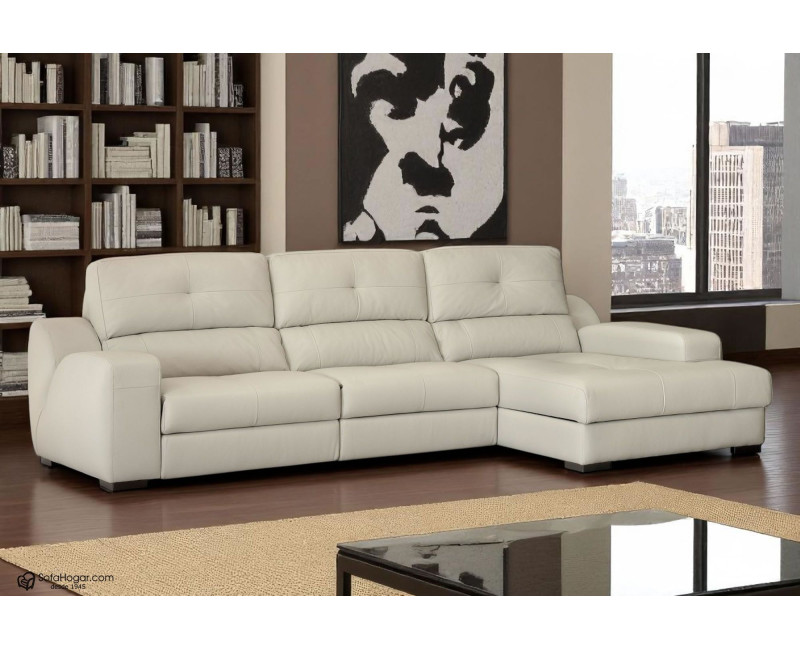 Sofá chaiselongue en piel de vaca TABURETE | Cheslongue piel Premium
