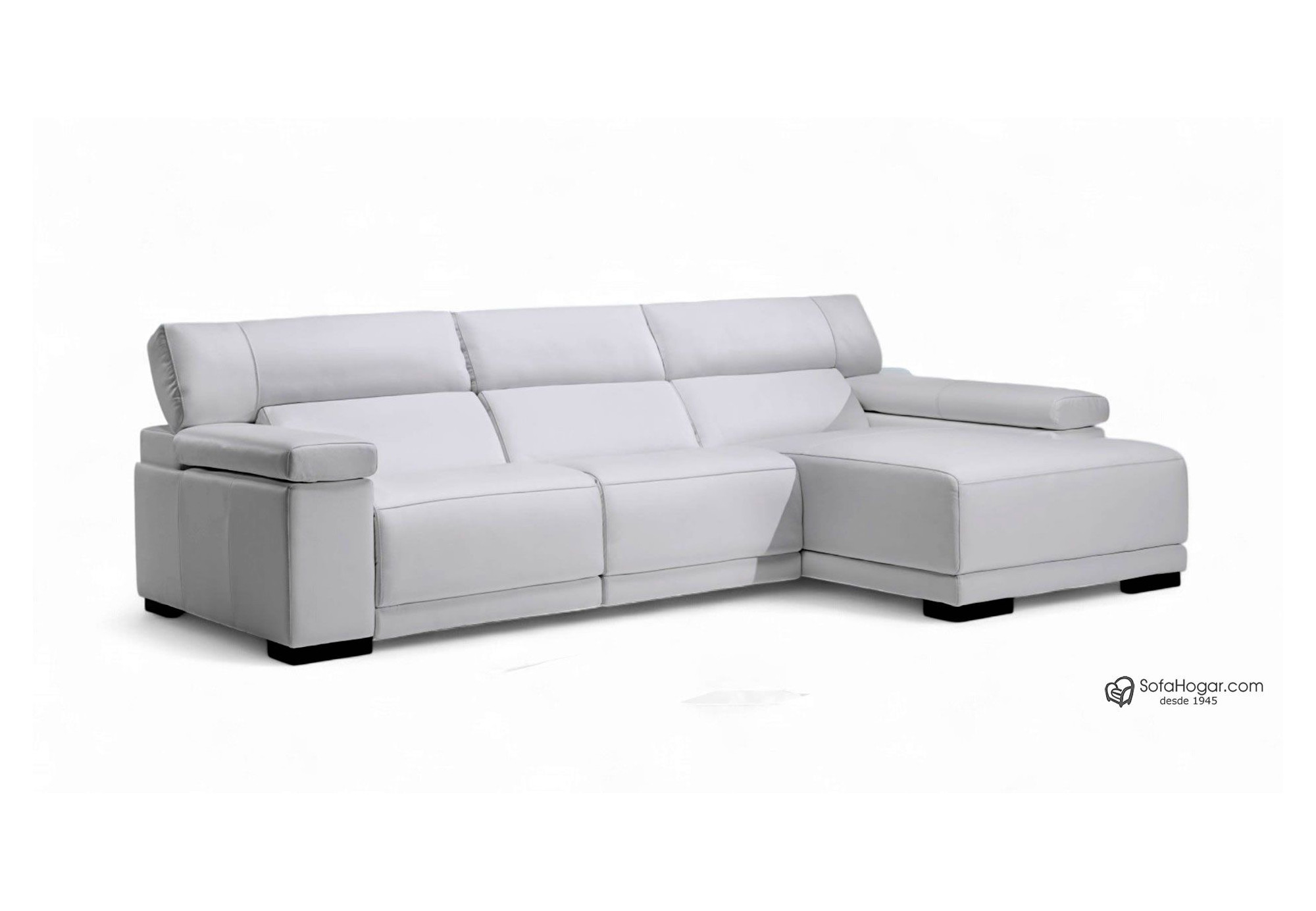 Sofá 4 plazas blanco con chaise longue PAOLA | Comprar sofás de piel