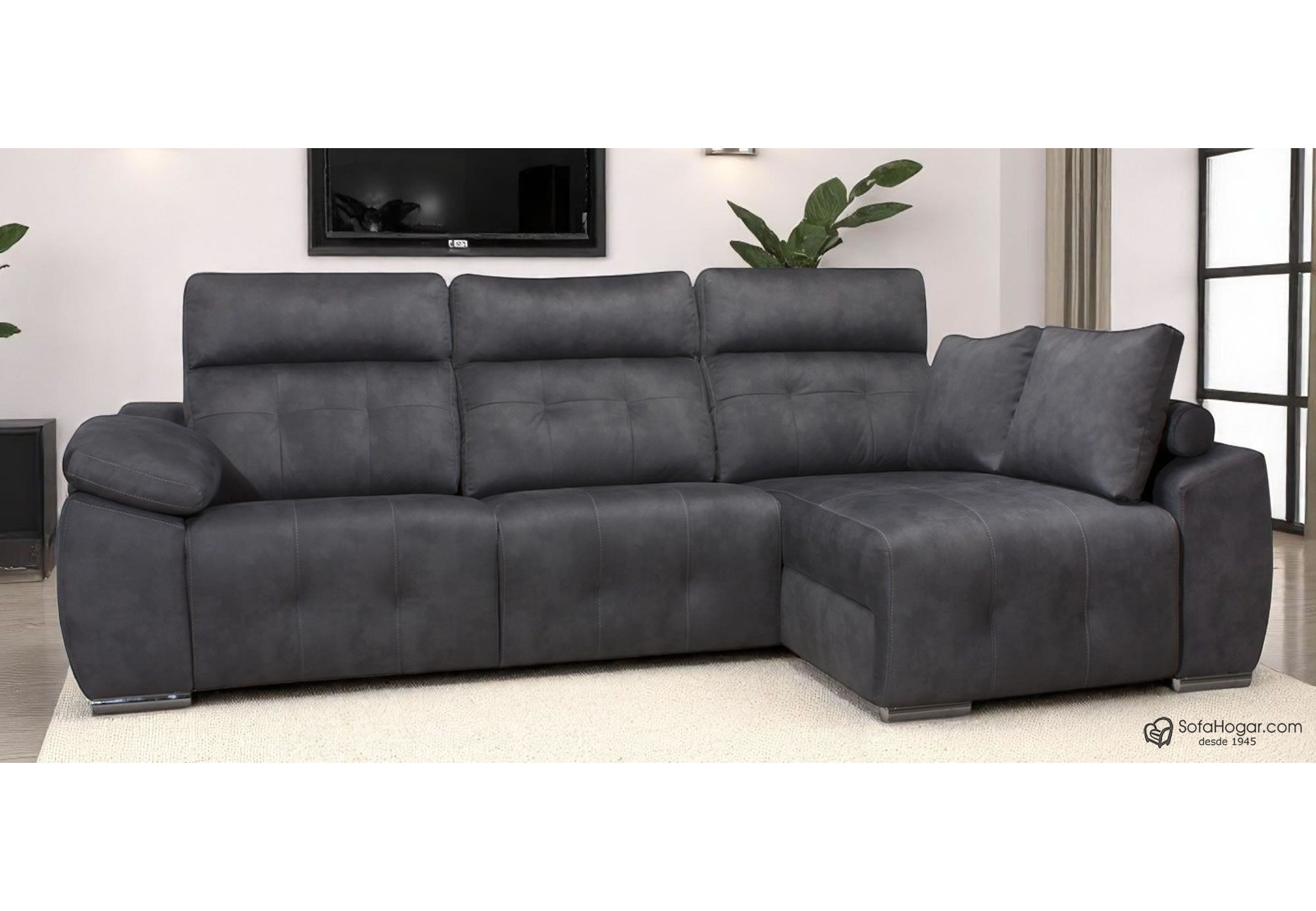Sofá 3 plazas con chaiselongue relax eléctrico Crucero | Sofahogar
