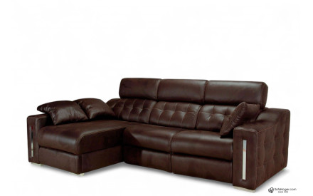 Sofá 3 plazas piel con chaise longue Rolan | Sofás de cuero español